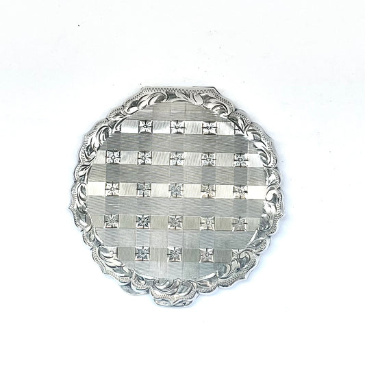 Rara pólvora checoslovaca vintage de la década de 1940, calibre .900, de plata, con detalles de motor torneados.