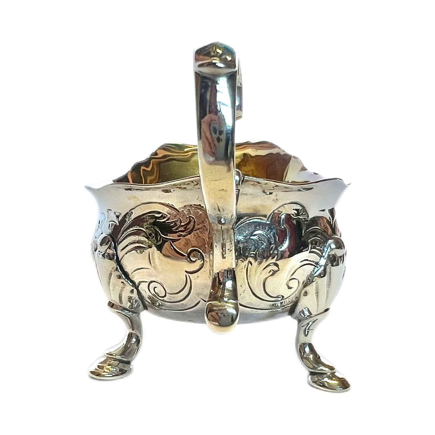 George II sterling silver creamer jug by John Pollock, 1742