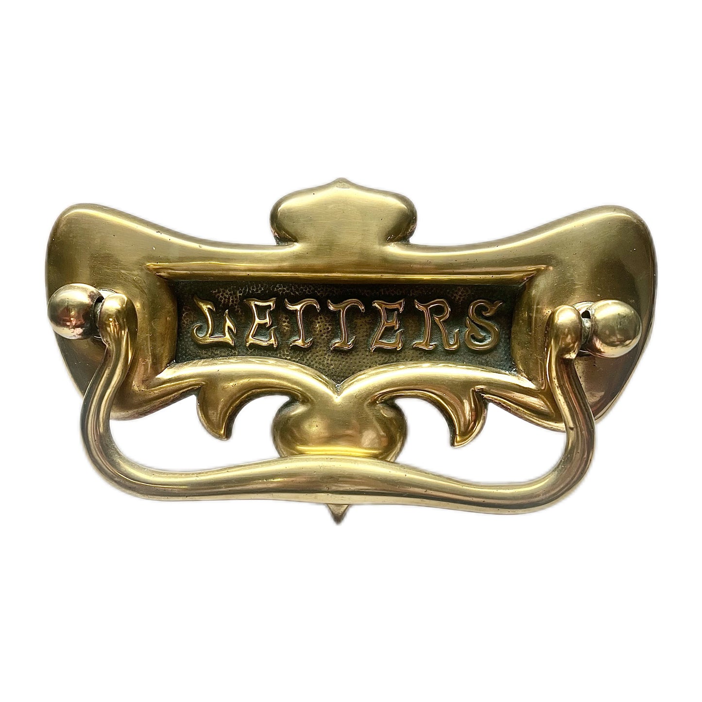 Antique English Art Nouveau doorknocker and letterbox cover