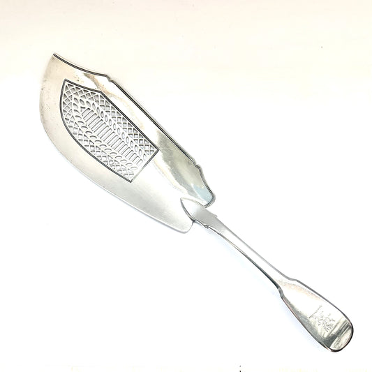 Escudo de grifo de la familia Grimshaw, servidor de pescado en plata de ley de la Regencia, Londres, 1812, William Eley I, William Fearn, William Chawner