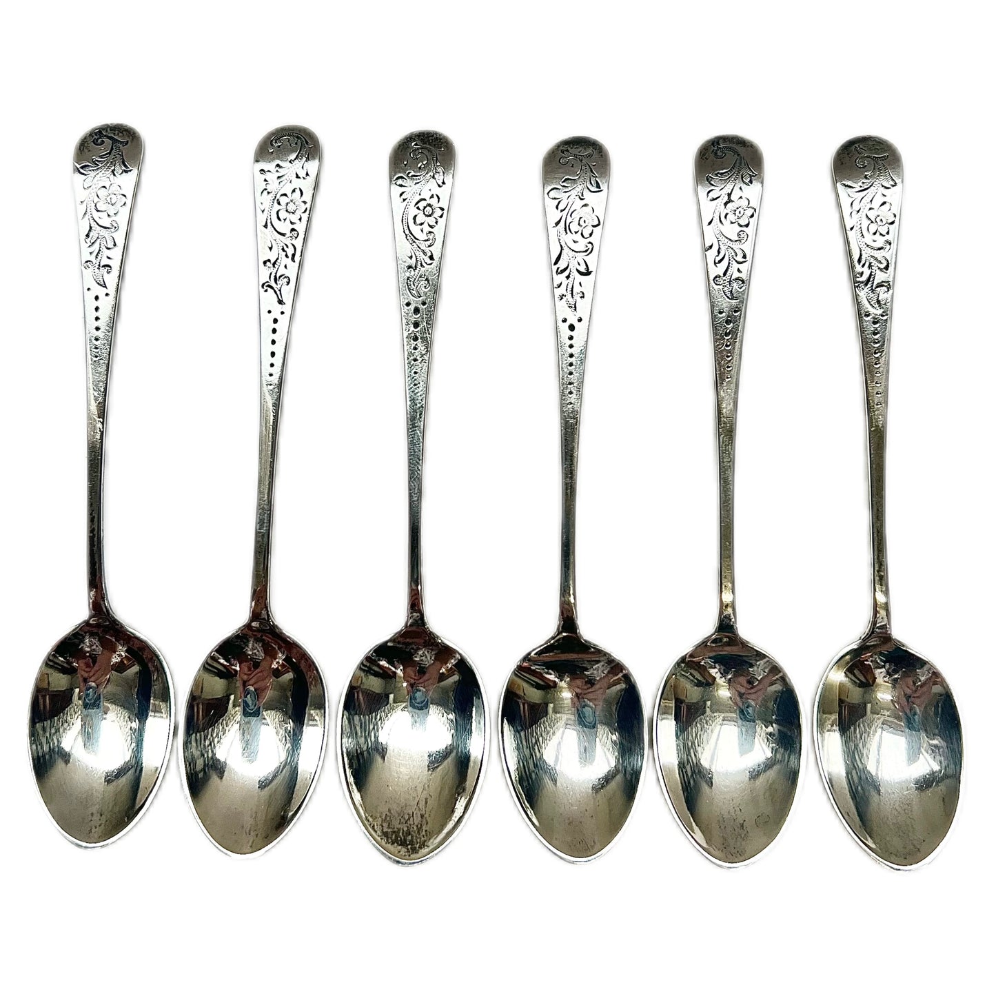 Set of 6 English sterling silver coffee spoons with marks for Glasgow, 1905, Lawson & Co