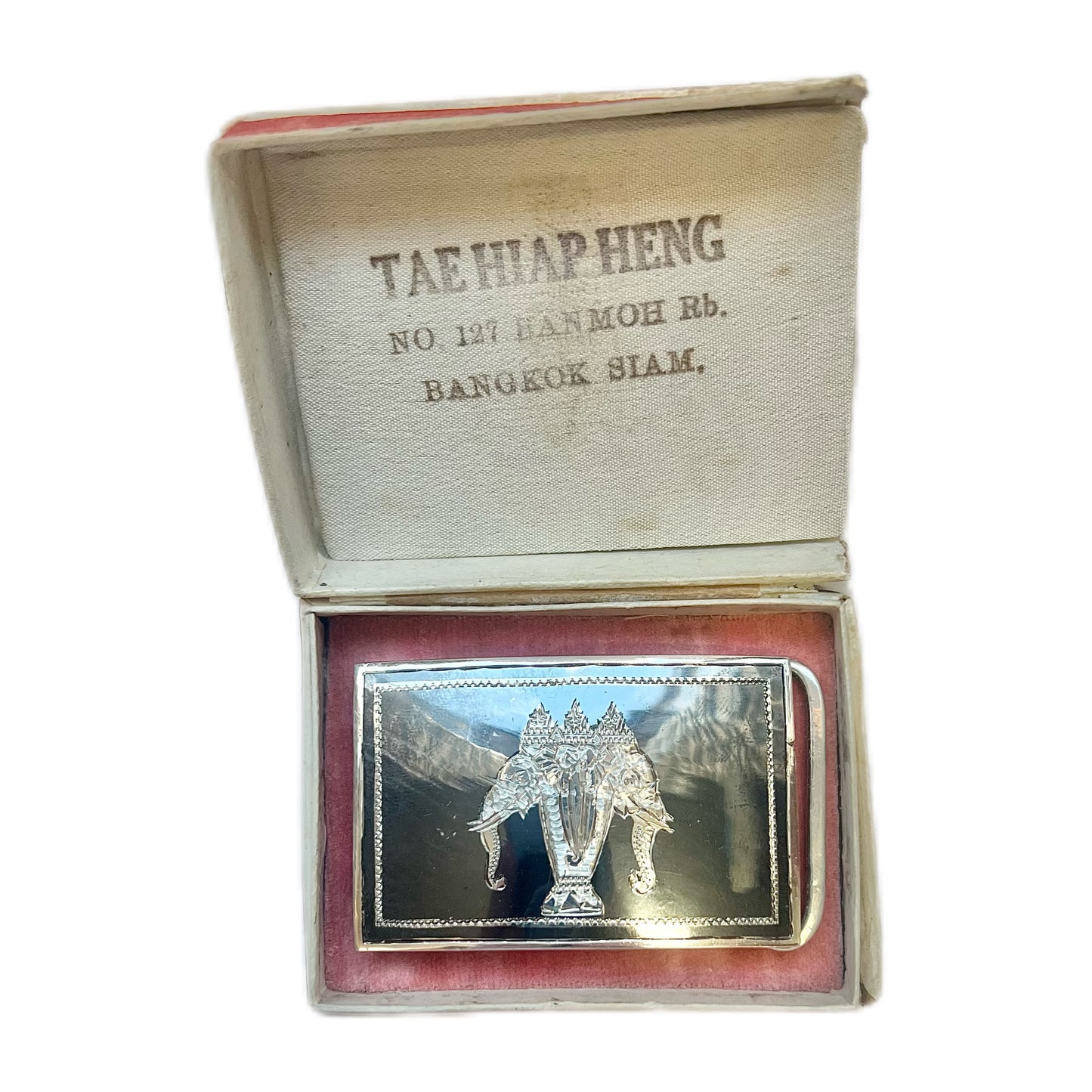 Vintage midcentury Thai nielloware sterling silver belt buckle