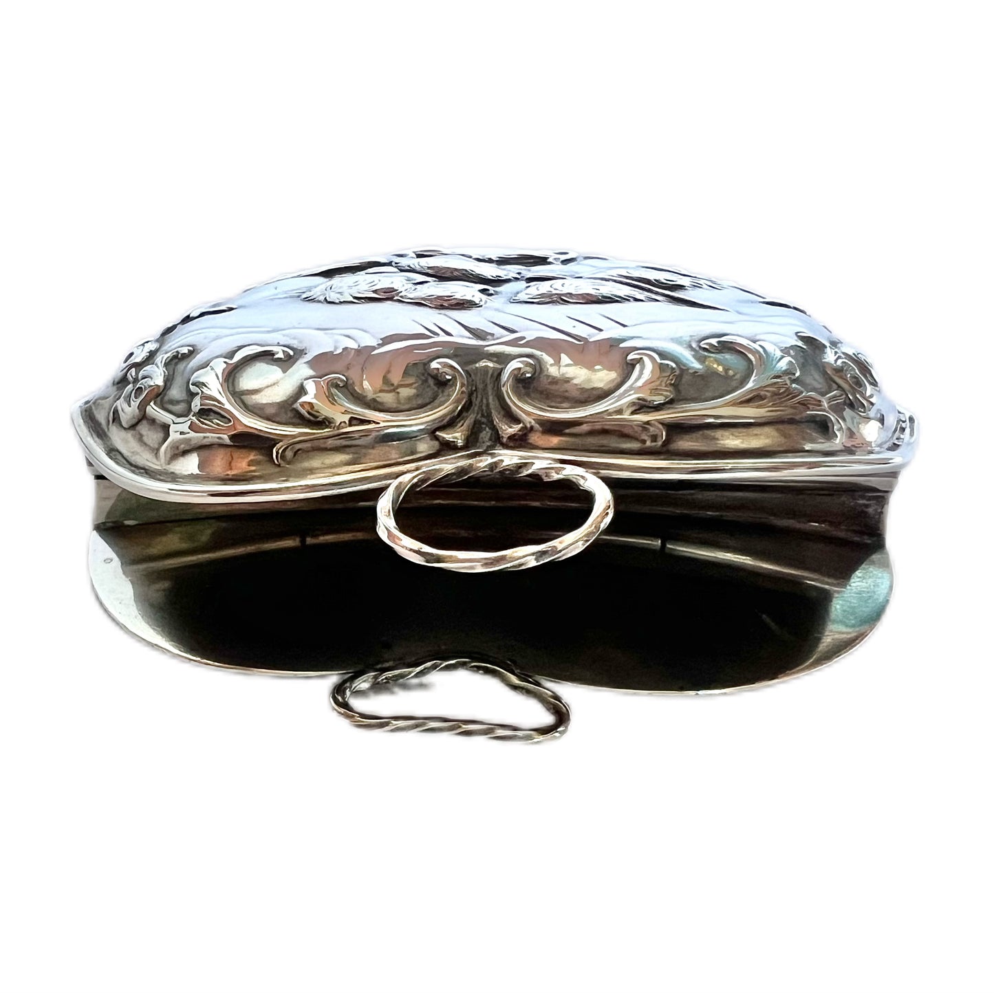Antique Victorian sterling silver heart shaped novelty desk accessory/ clip, William Comyns