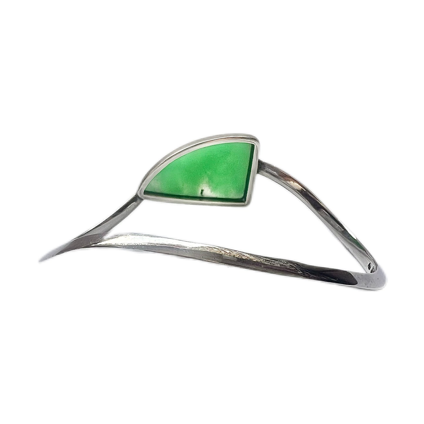 Vintage Australian sterling silver and chrysoprase statement bangle by Richard Ivey