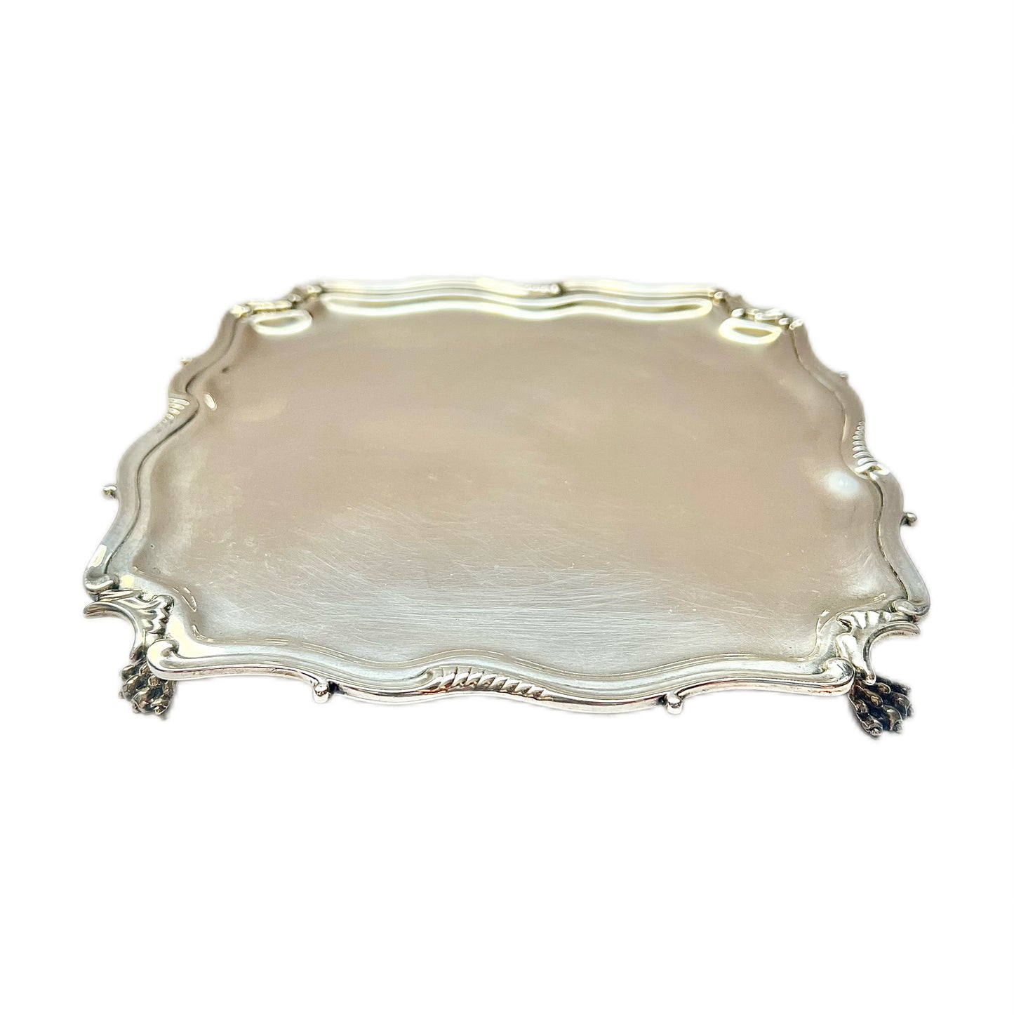 Bandeja o mesero antiguo de plata esterlina eduardiana, Chester, 1904, Haseler Brothers