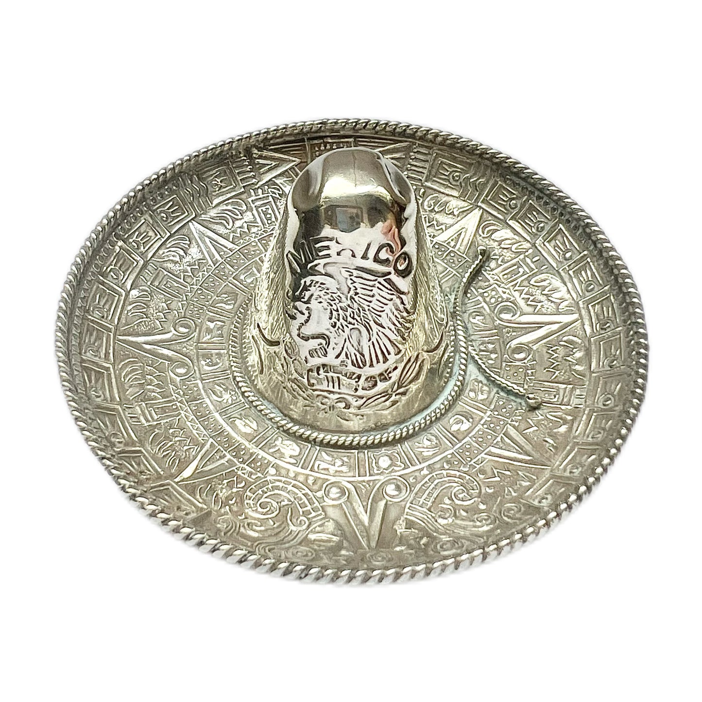 Midcentury modern Mexican figural sterling silver sombrero trinket dish