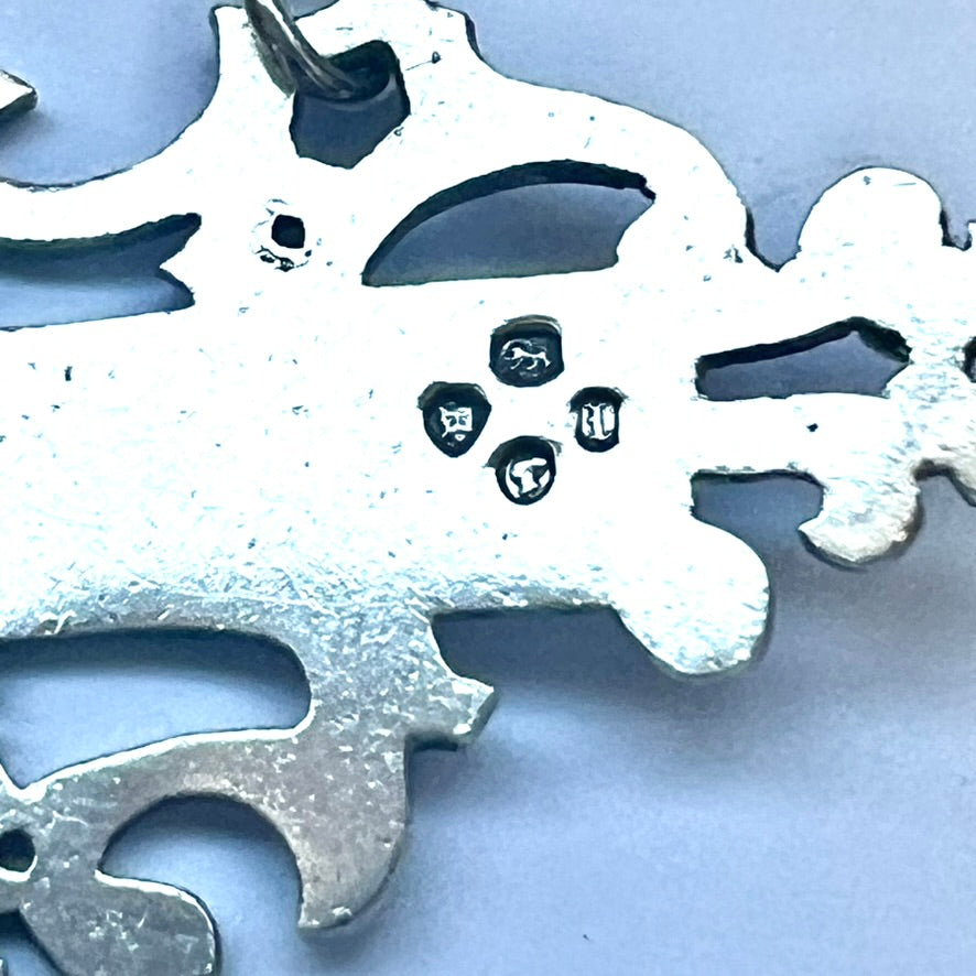 Stunning High Victorian sterling silver Burgandy liquor ticket / decanter label by Wright & Davies, London, 1866