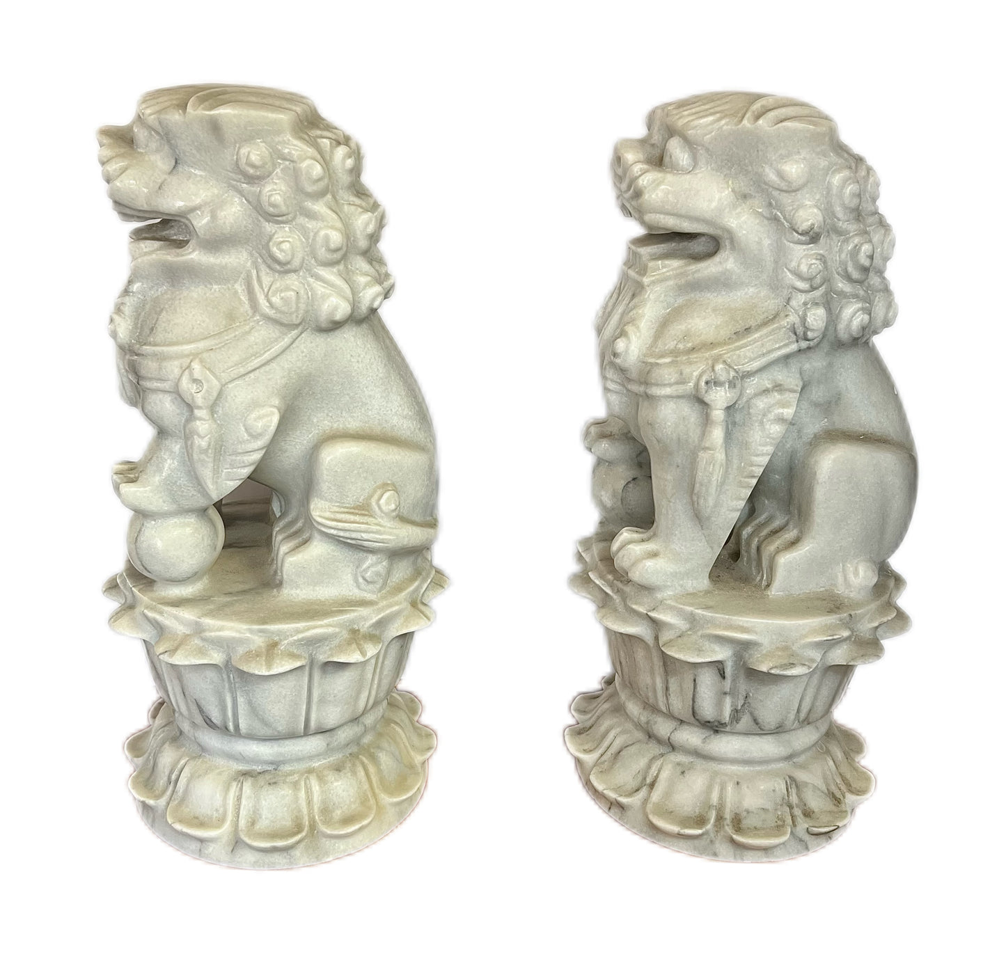 A stunning pair of vintage 20th century marble foo dogs of good size