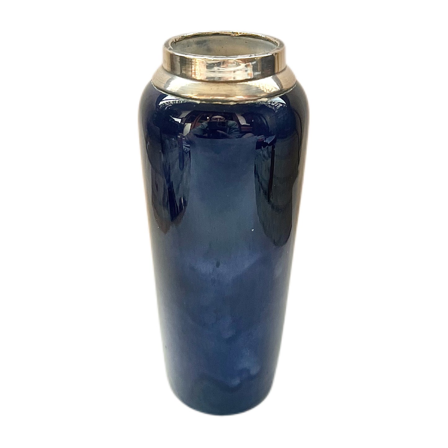 English Art Nouveau lily of the valley vase with sterling silver rim