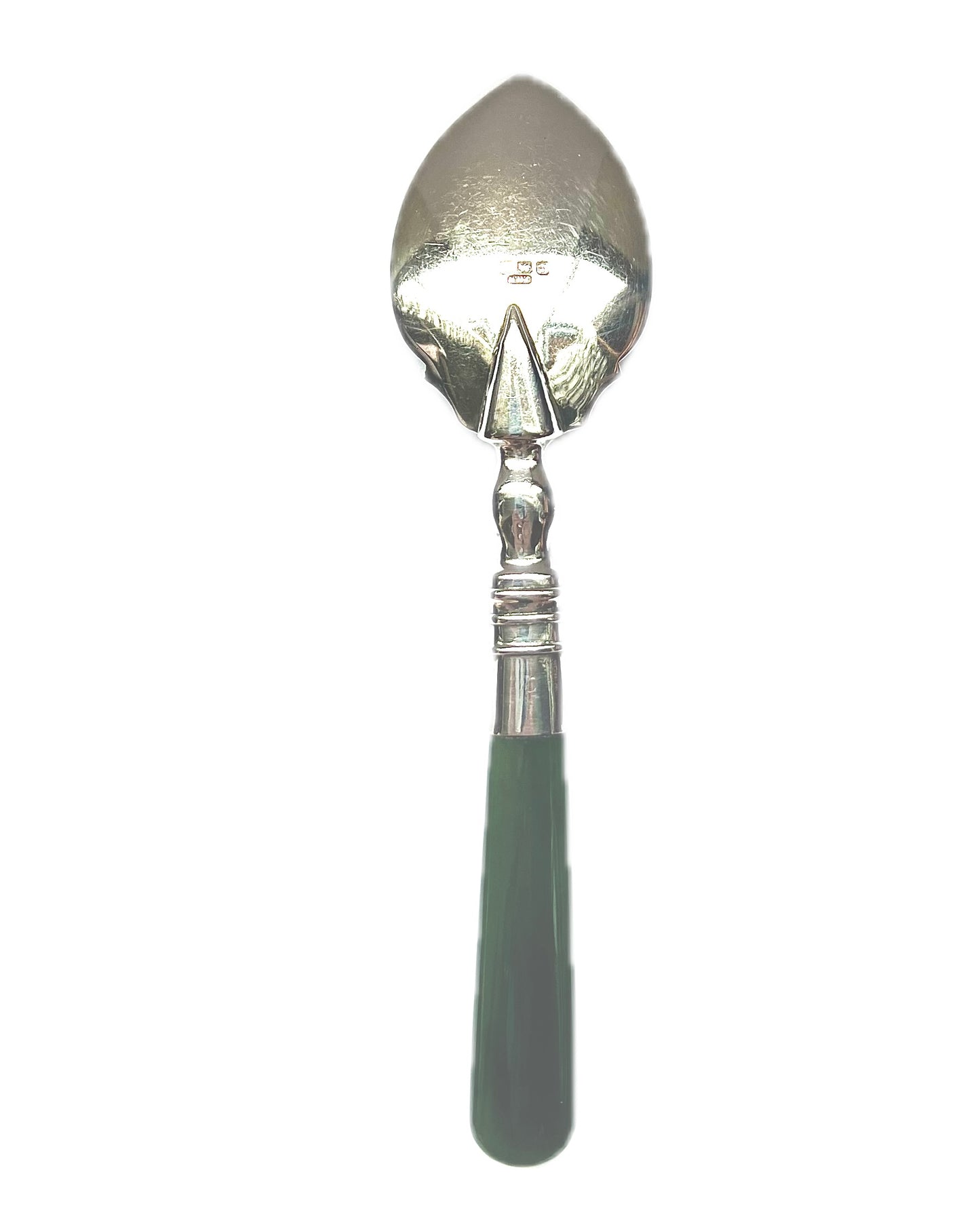 Cuchara de recuerdo rara, casi antigua, de Nueva Zelanda, de plata esterlina y jade nefrita, circa 1926