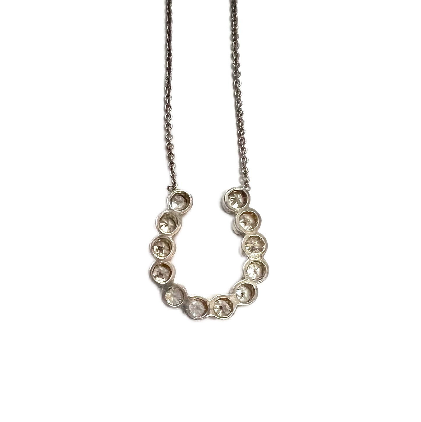 Vintage lucky horseshoe sterling silver necklace