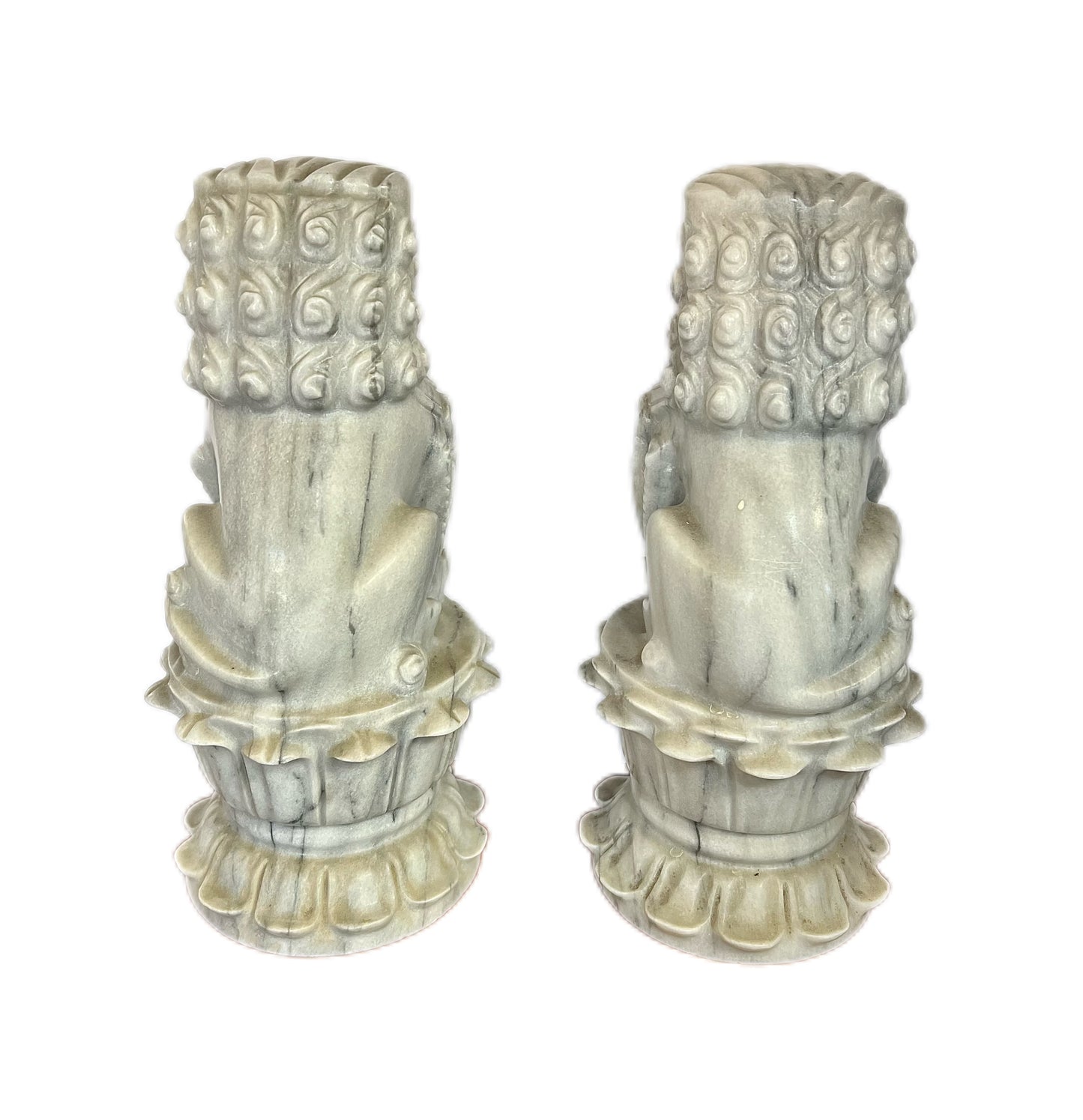 A stunning pair of vintage 20th century marble foo dogs of good size