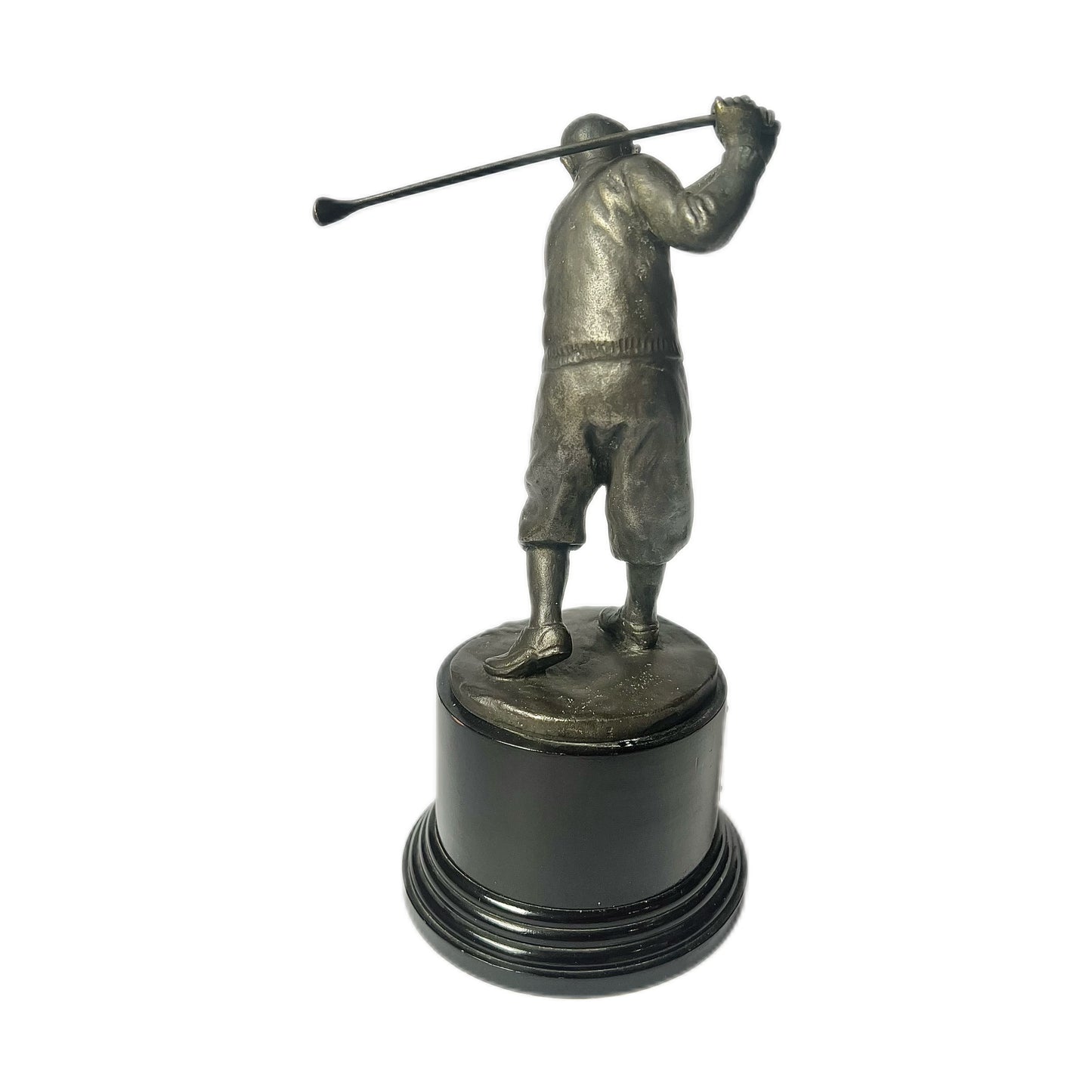 Midcentury bronze golfing trophy on timber base with sterling plaque by Miyamoto Shoko