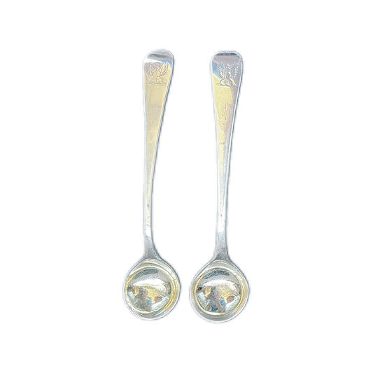 Cuchara para condimentos antigua de plata esterlina con escudo de Jorge IV, Randall Chatterton, Londres, 1828