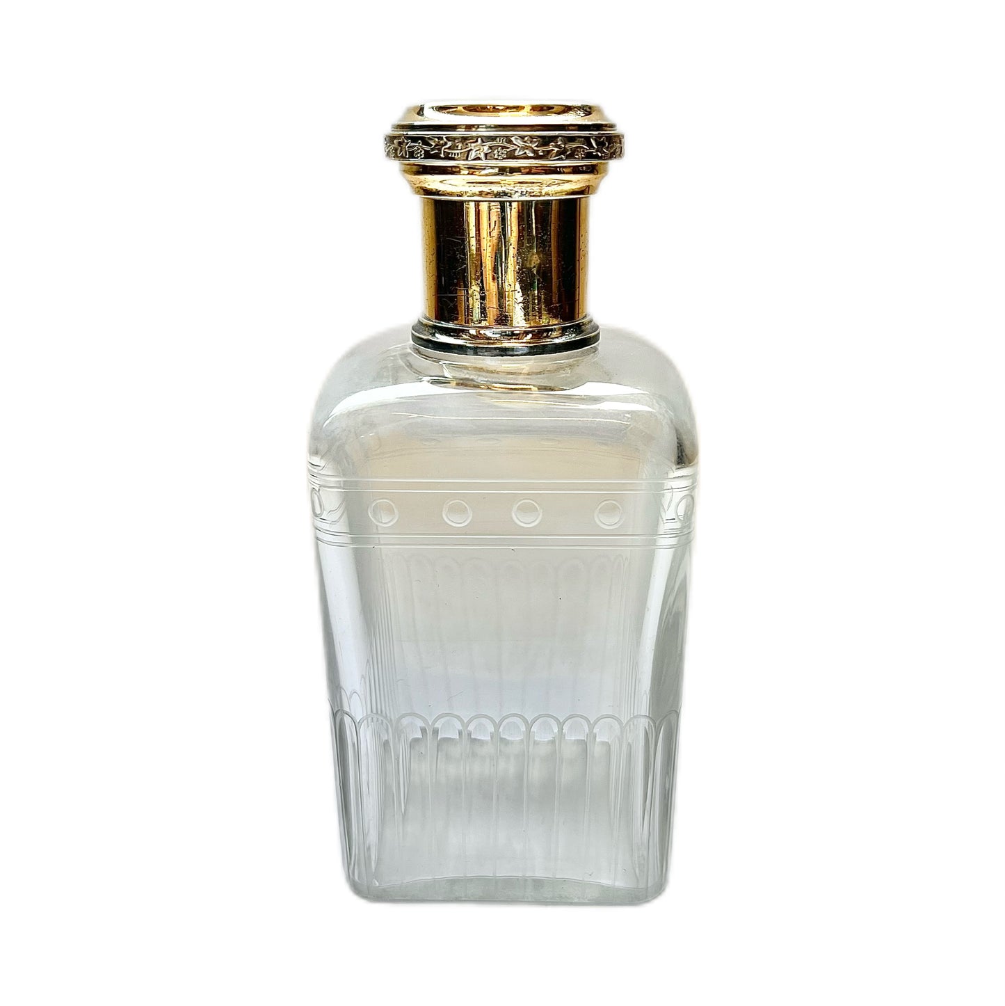 Antique French .950 gilt silver and cut glass bottle by Gustave Keller