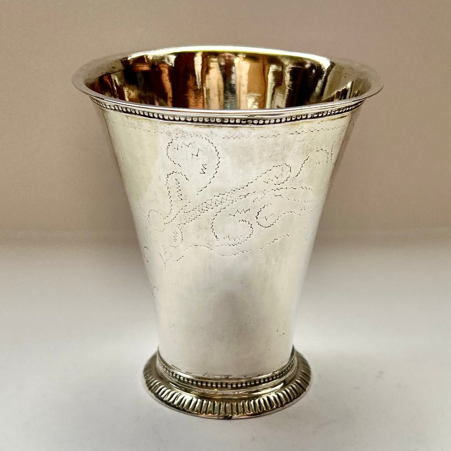 Late 18th century Swedish .830 silver beaker with later inscription, with marks attributed to Uppsala, 1792