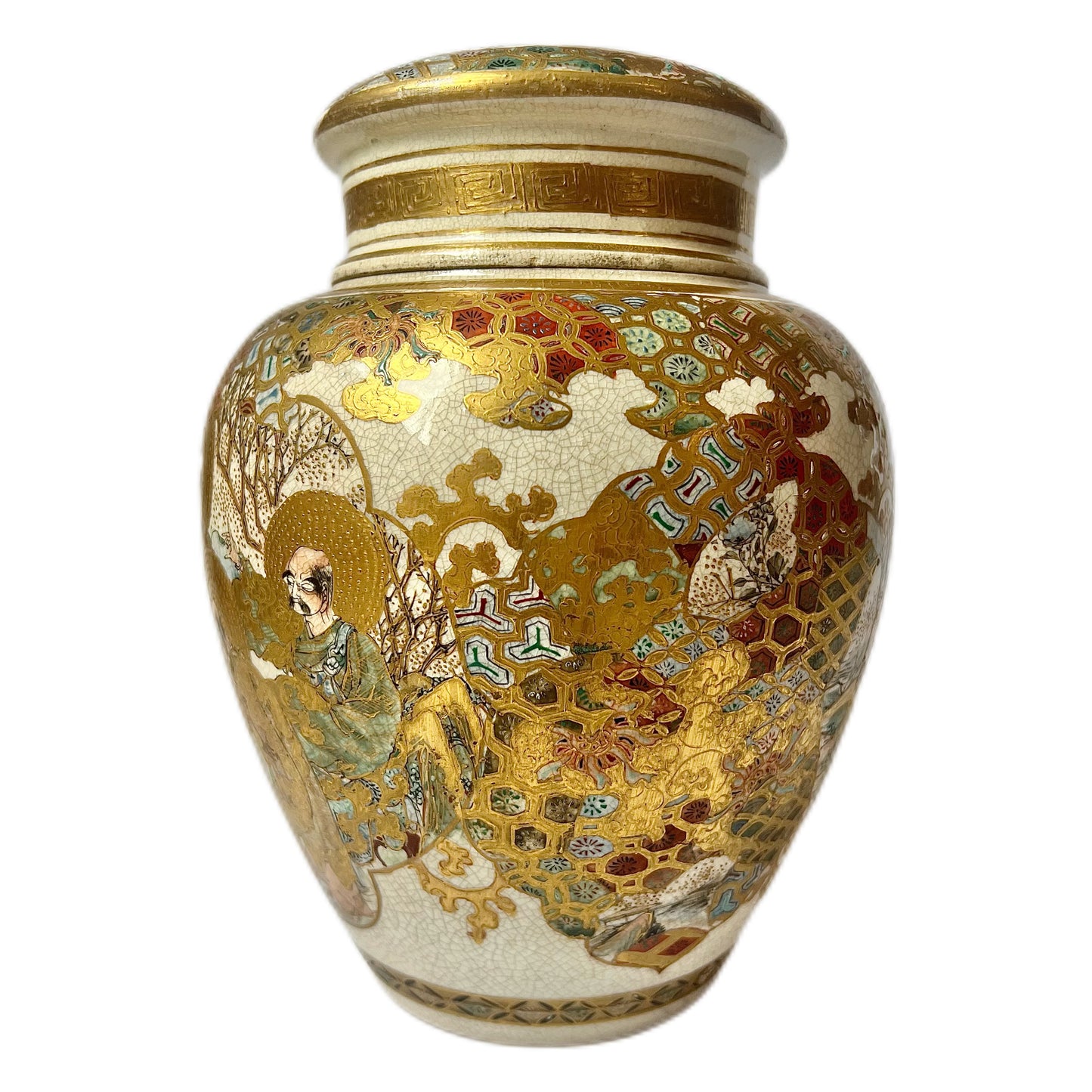Late Meiji to early Showa Period Satsuma lidded jar, circa 1920s to 1930s.