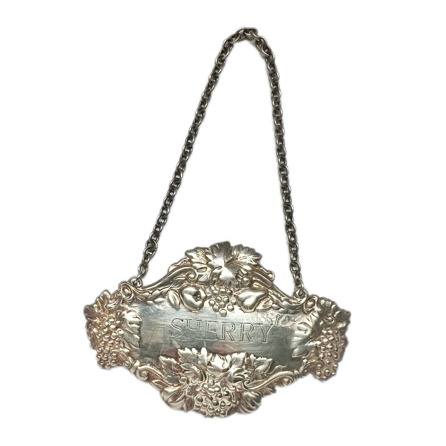 Vintage English Sherry Britannia silver liquor ticket, London, 1966