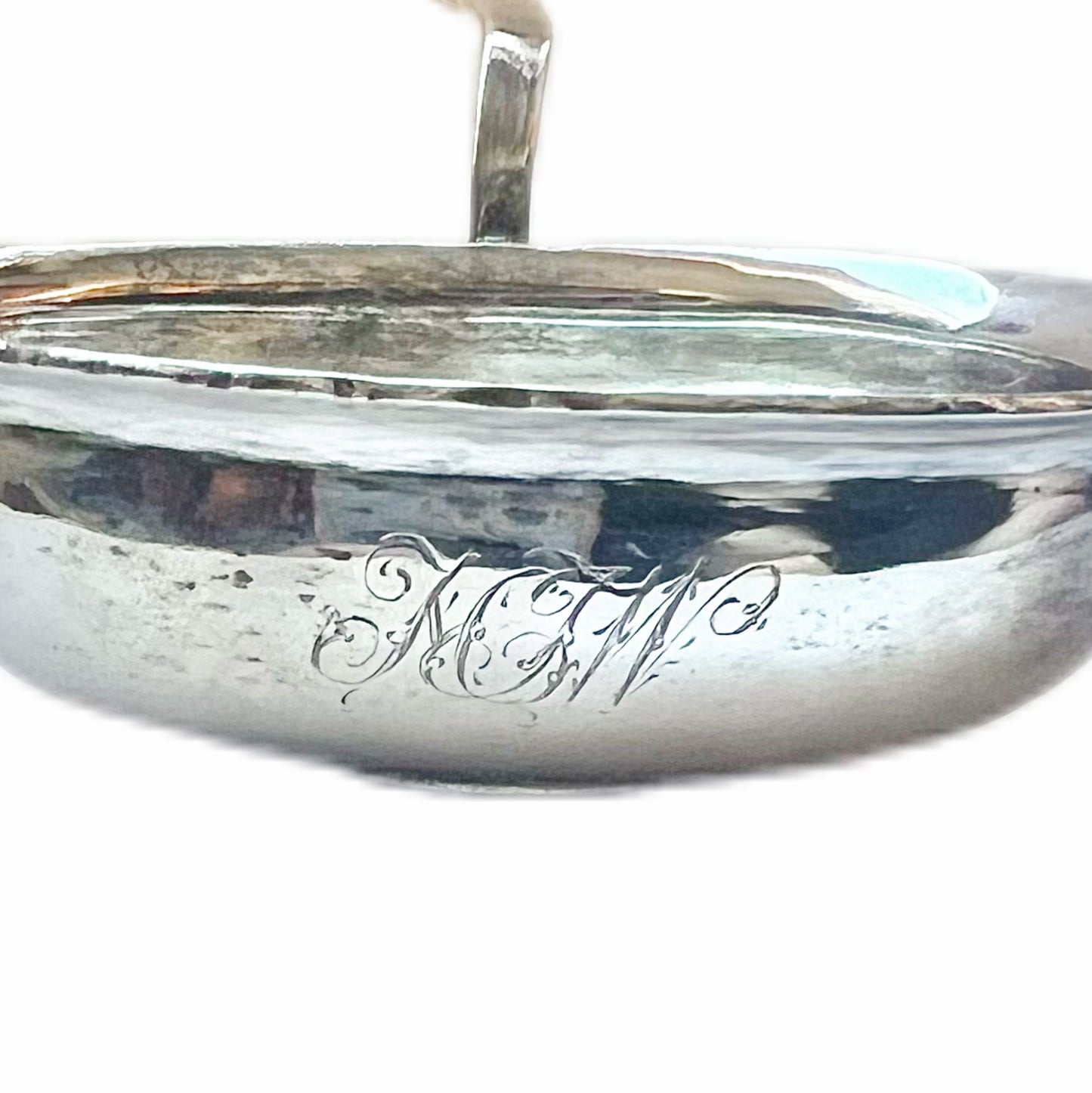 Late 18th to early 19th century sterling silver toddy ladle with ivory handle and gold-plated George III 1787 shilling