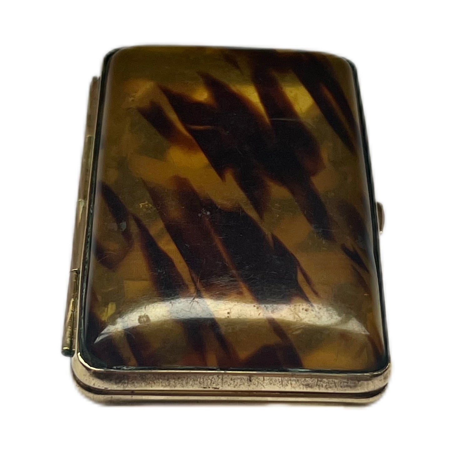 Estuche antiguo para cigarrillos de celuloide de imitación de carey, de estilo eduardiano a art déco.