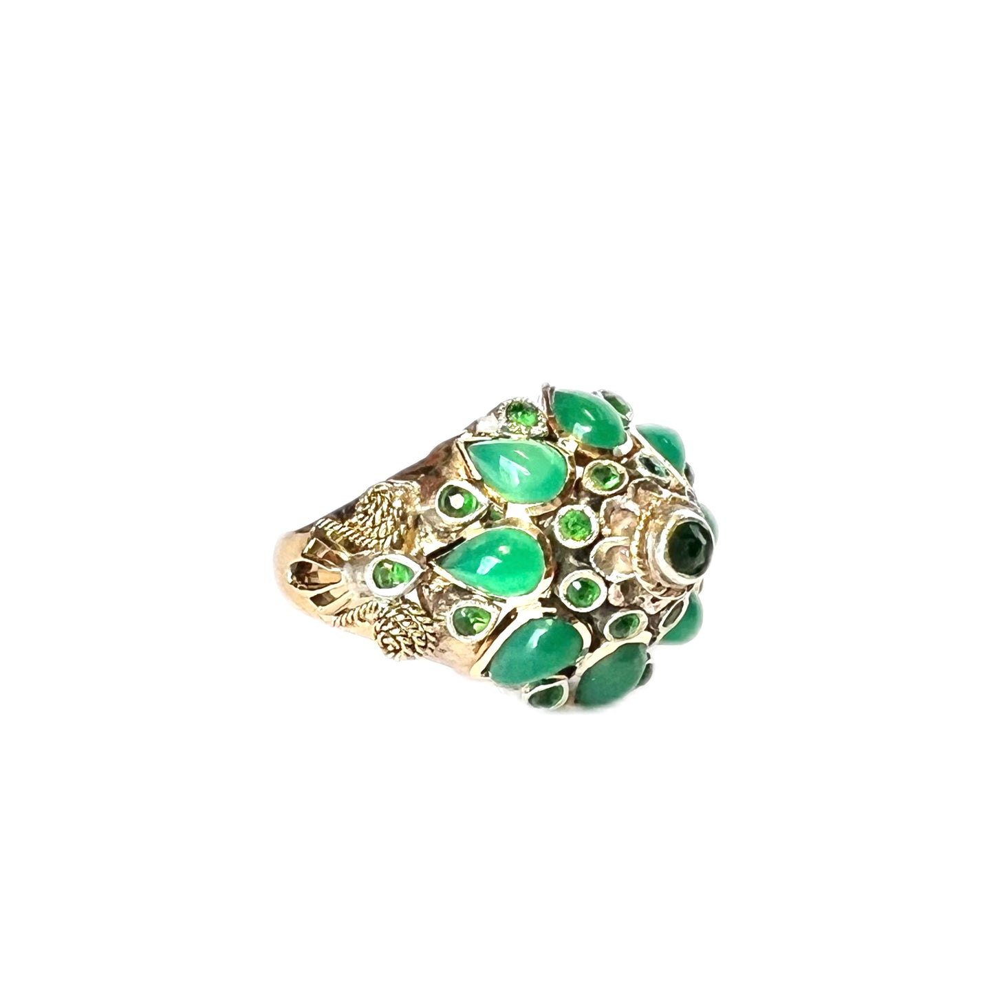 Midcentury 14k gold jade and emerald ‘Thai Princess’ ring