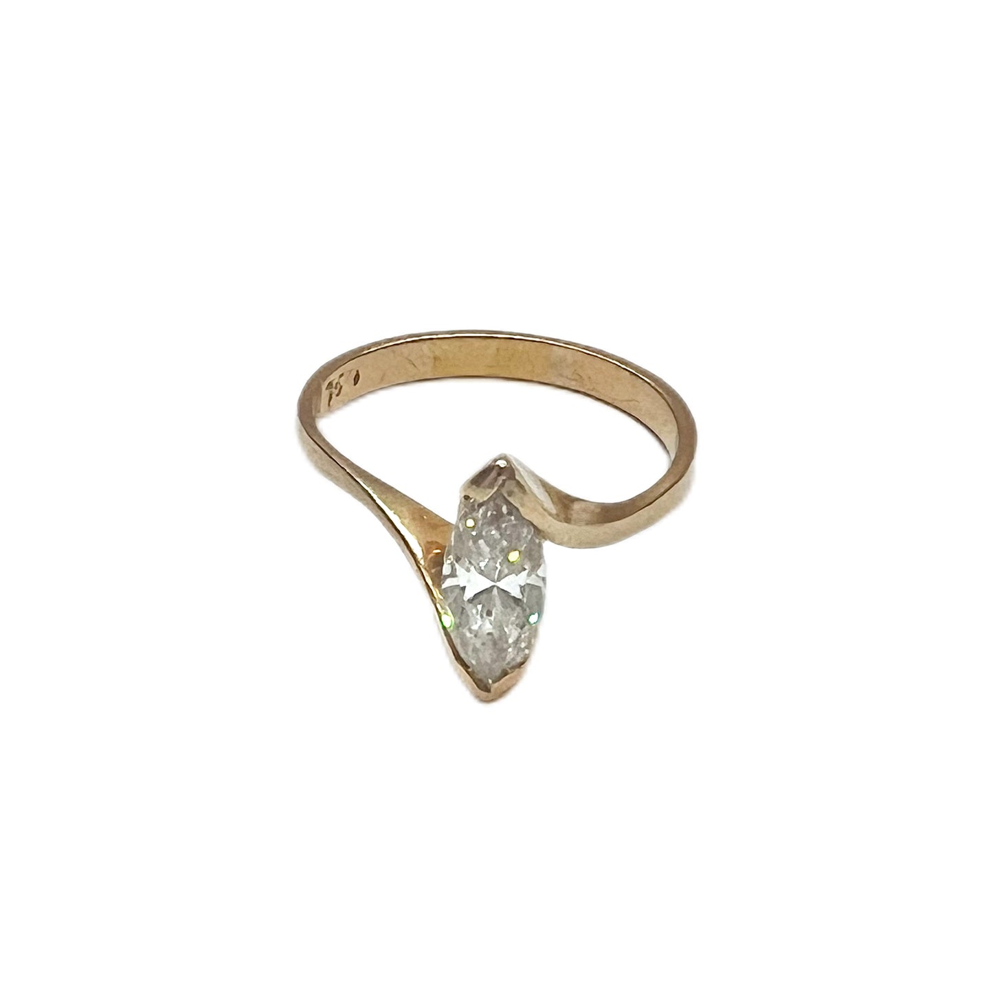 Vintage 18carat yellow gold and diamond marquise cut ring