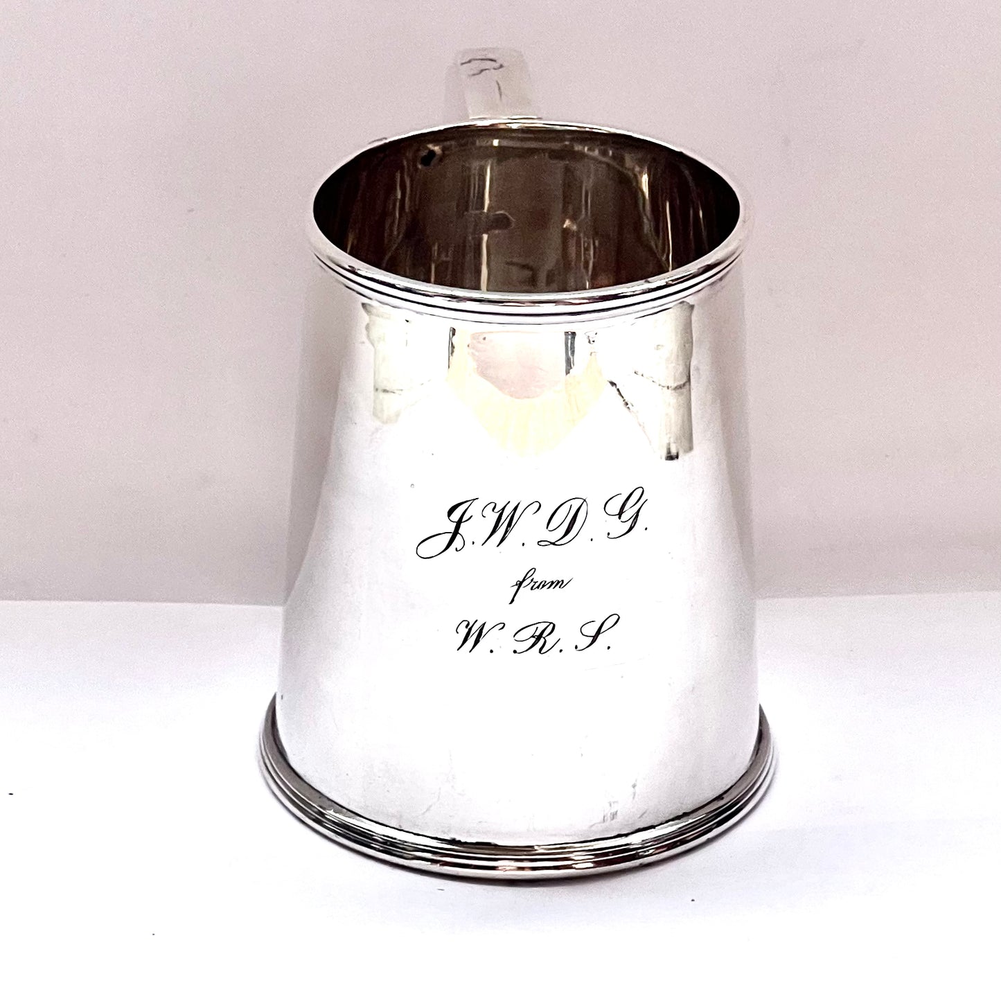 Antique George V sterling silver mug with marks for Birmingham 1922, William Neale & Son Ltd