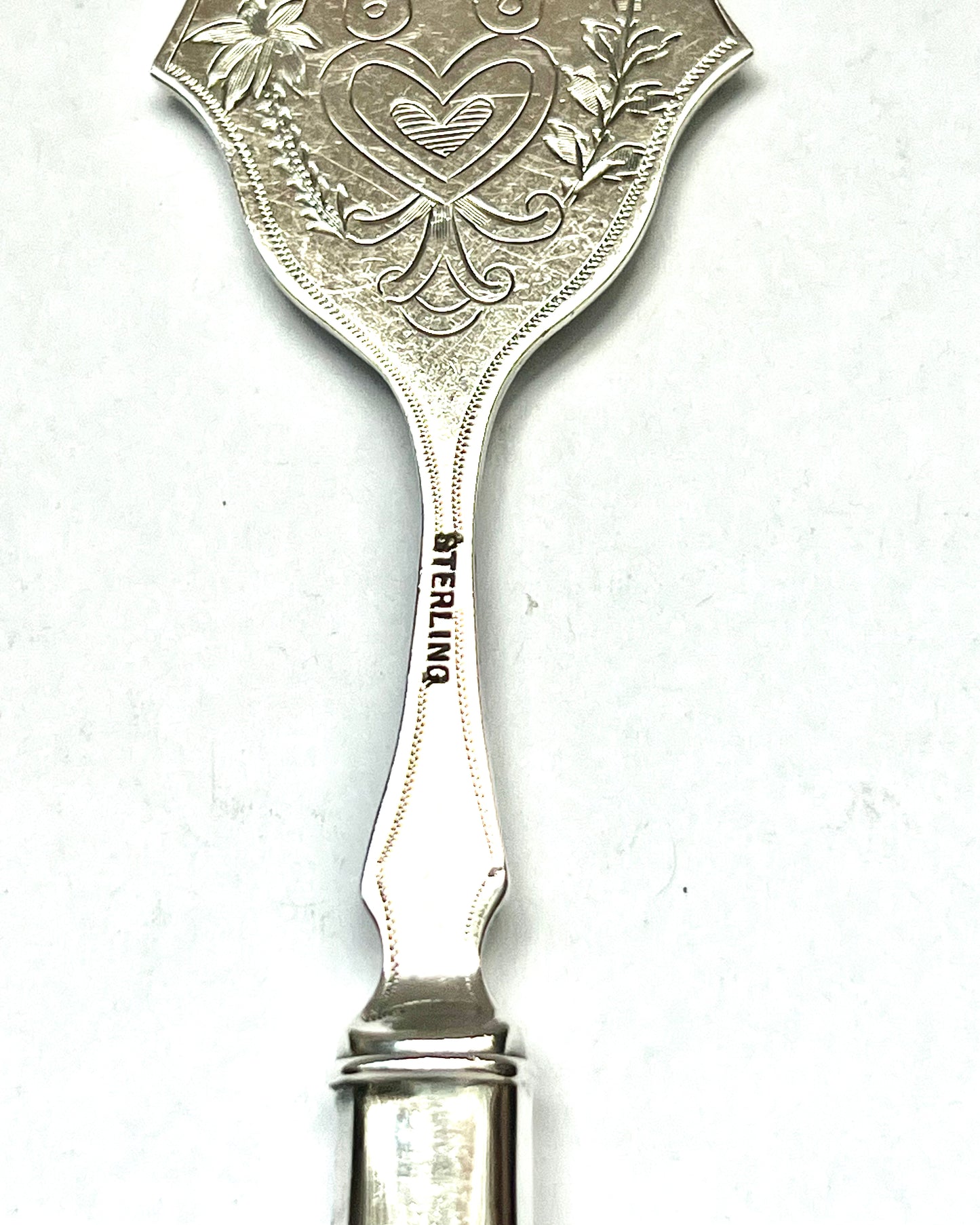 Antique New Zealand sterling silver cocktail fork with nephrite jade handle, early 20th century