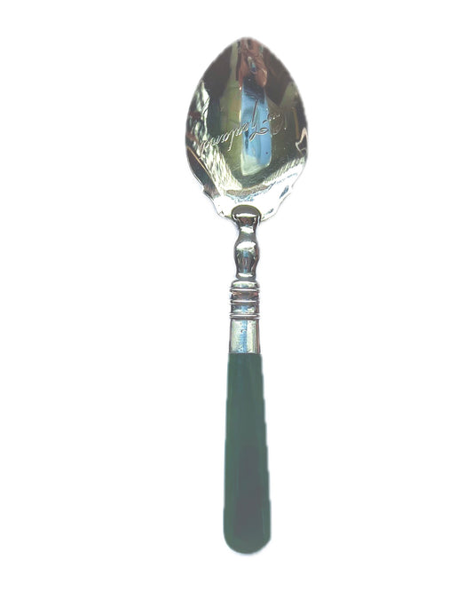 Cuchara de recuerdo rara, casi antigua, de Nueva Zelanda, de plata esterlina y jade nefrita, circa 1926