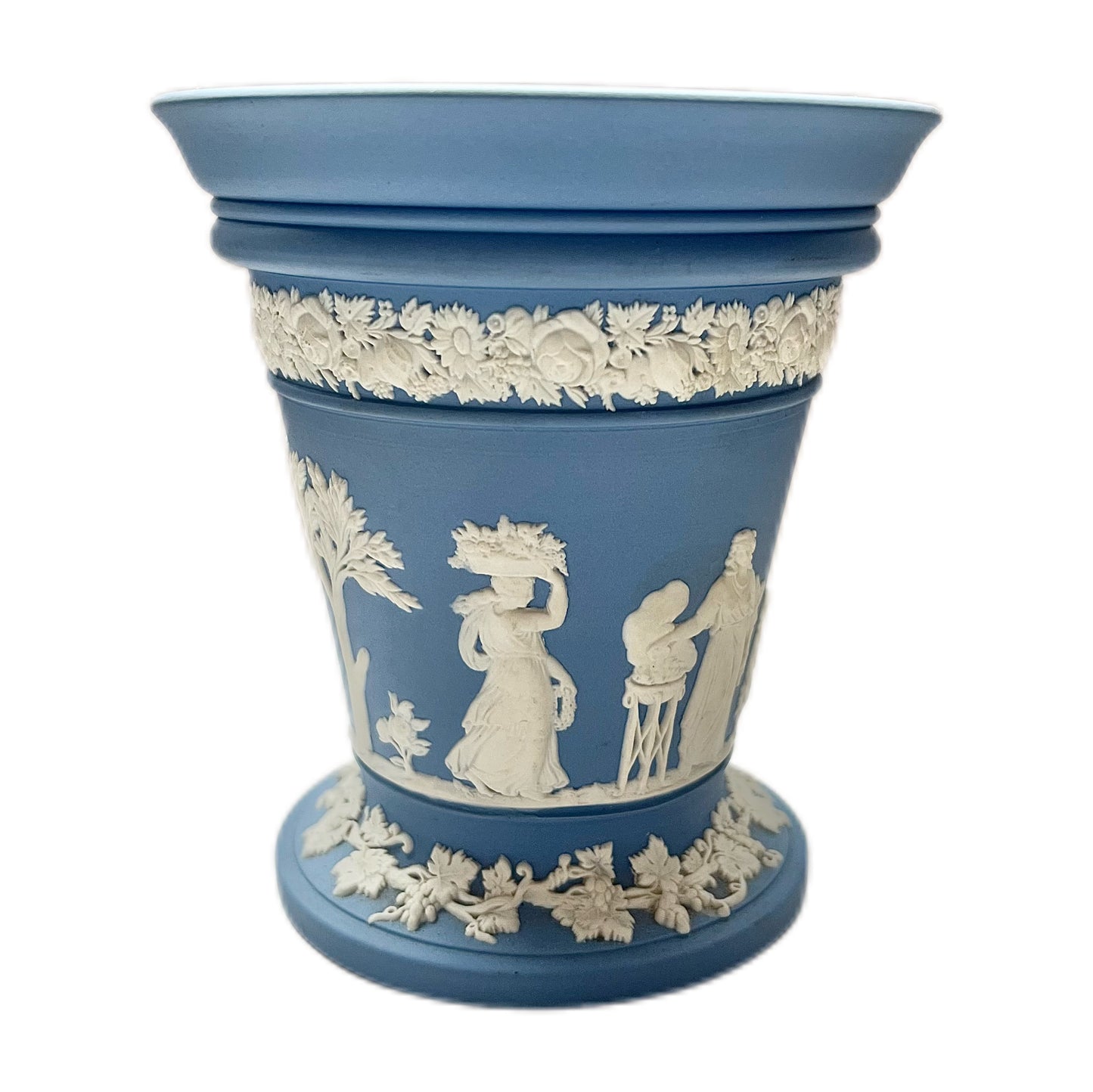 Vintage Wedgwood jasperware vase with flower frog