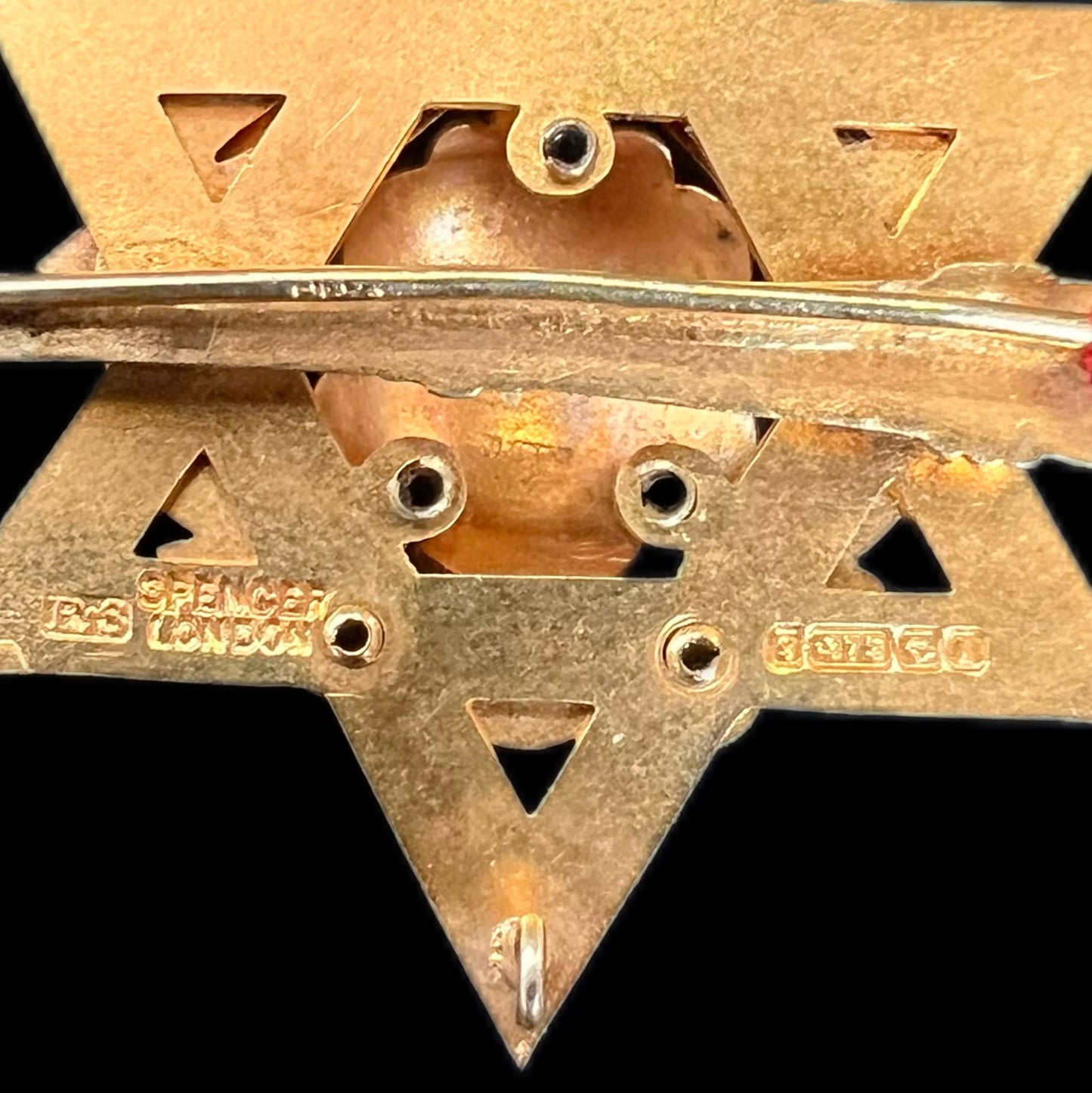 Antique Edwardian 9ct gold and enamel Masonic jewel brooch, Spender & Co