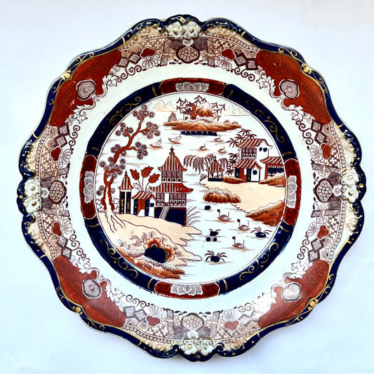 Mid 19th century English Ironstone Imari plate produced by Francis Morley circa 1852 to 1858