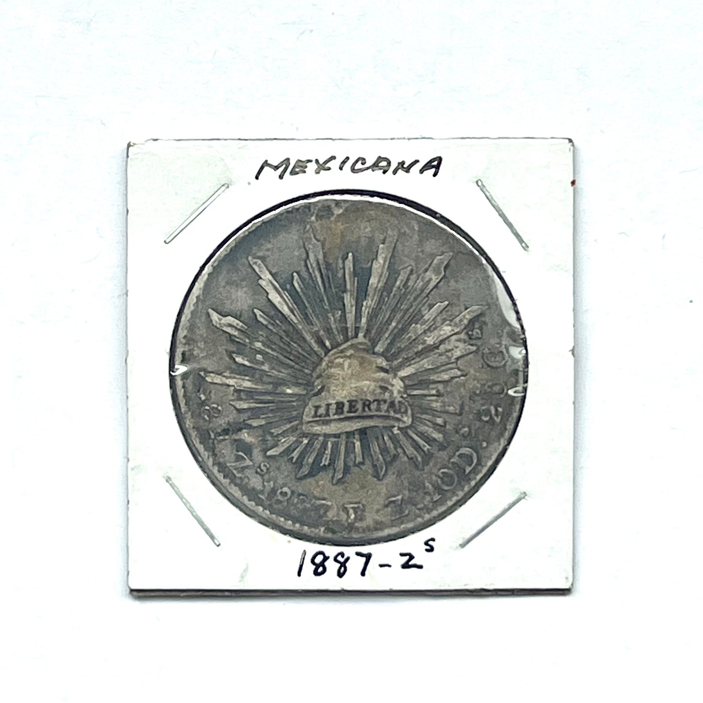 墨西哥共和国自由帽和光芒银币 8 雷亚尔,萨卡特卡斯铸币厂约 1887 年