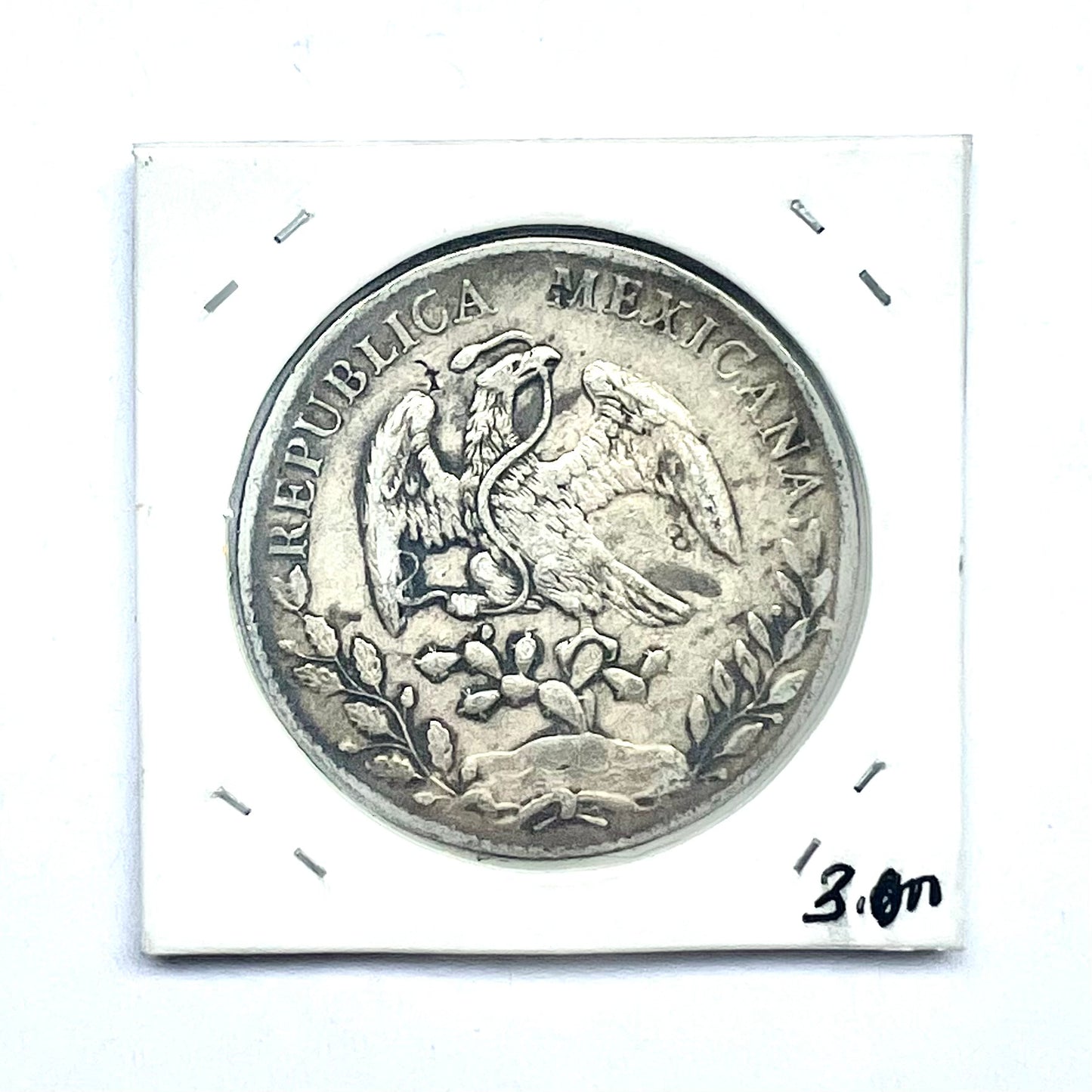 Moneda antigua china de 8 reales de plata de la República Mexicana con gorra Libertad y rayos, ceca de Chihuahua, circa 1893.