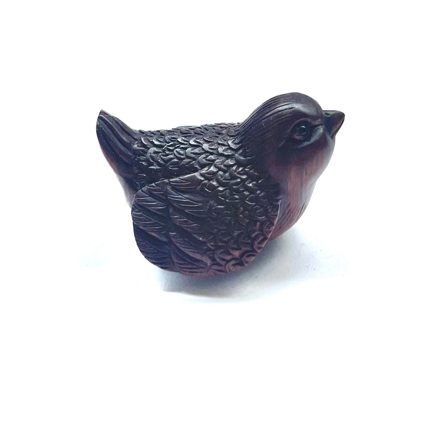 Antiguo netsuke japonés figurativo de pájaro de boj del período Meiji, firmado