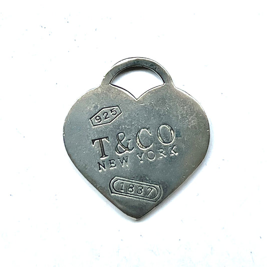 Vintage Tiffany & Co 1837 XL sterling silver heart charm pendant