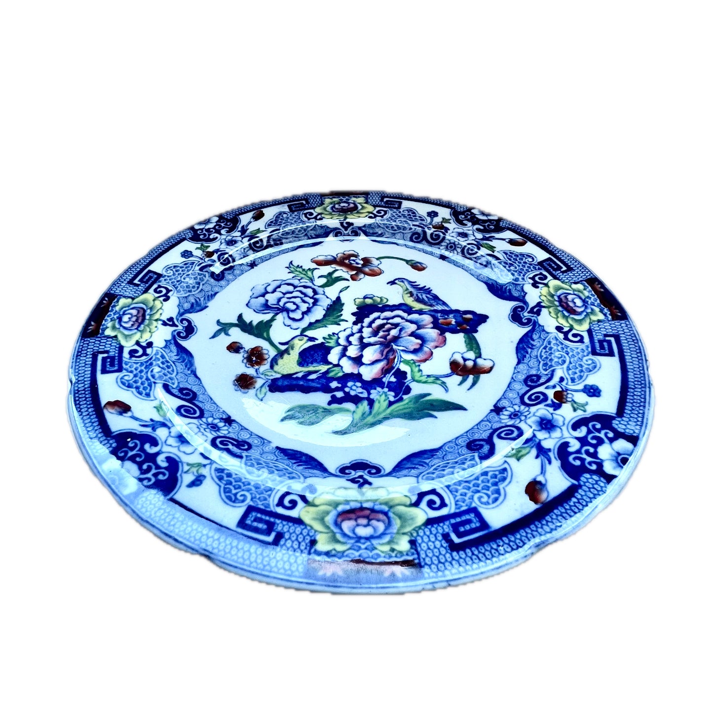 古董 19 世纪维多利亚彩色转印梅森铁石盘,约 1840 年至 1861 年