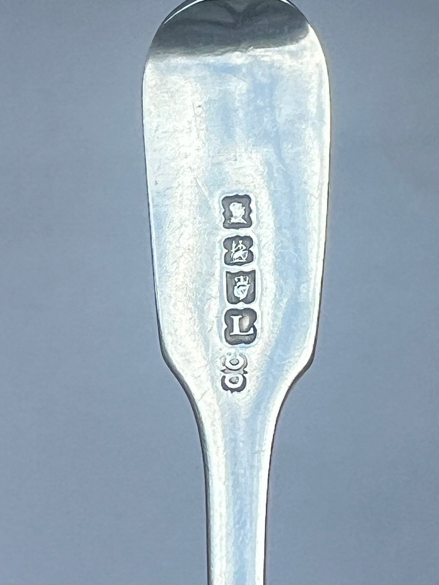 Juego de 6 cucharas de té de plata esterlina irlandesas de Guillermo IV a la época victoriana, con marcas de varios plateros de Dublín de 1830 a 1845.