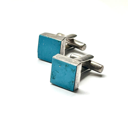Vintage sterling silver and turquoise cufflinks