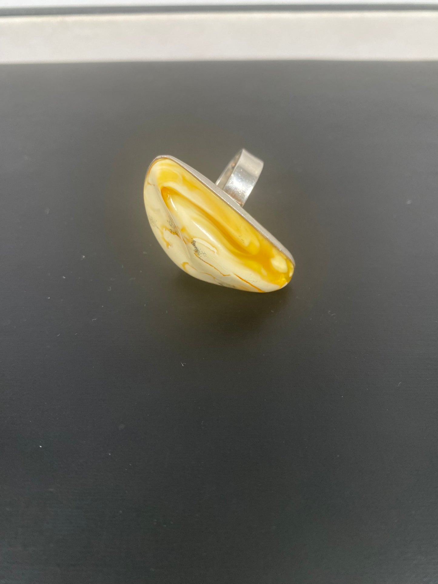 Vintage Mid to late 20th century Rare Polish Baltic Honey Amber Statement Ring