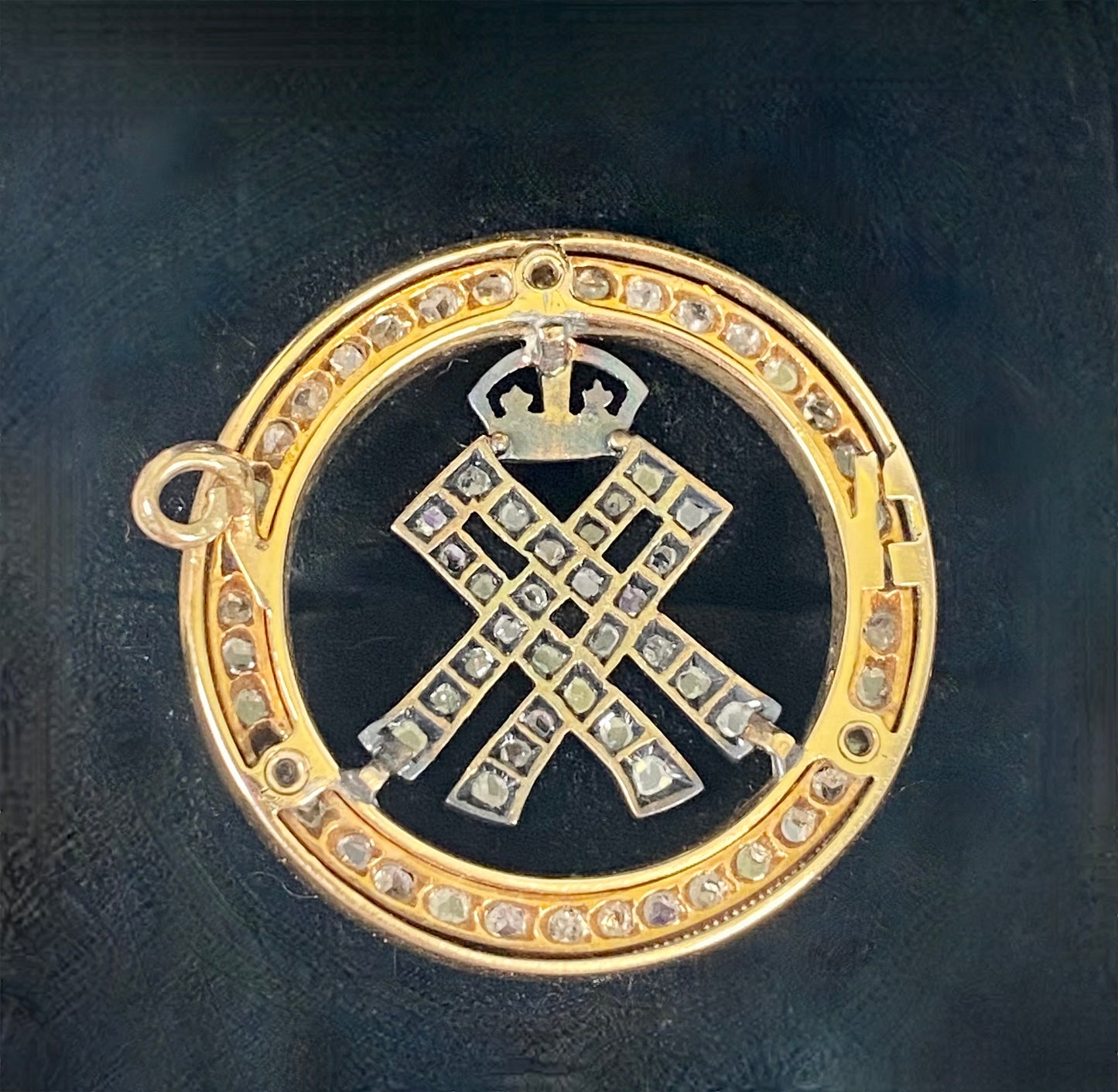 Antique English Royal Presentation Brooch with Provenance, Enamel w Rose Cut Diamonds, Queen Alexandra Wife of Edward II