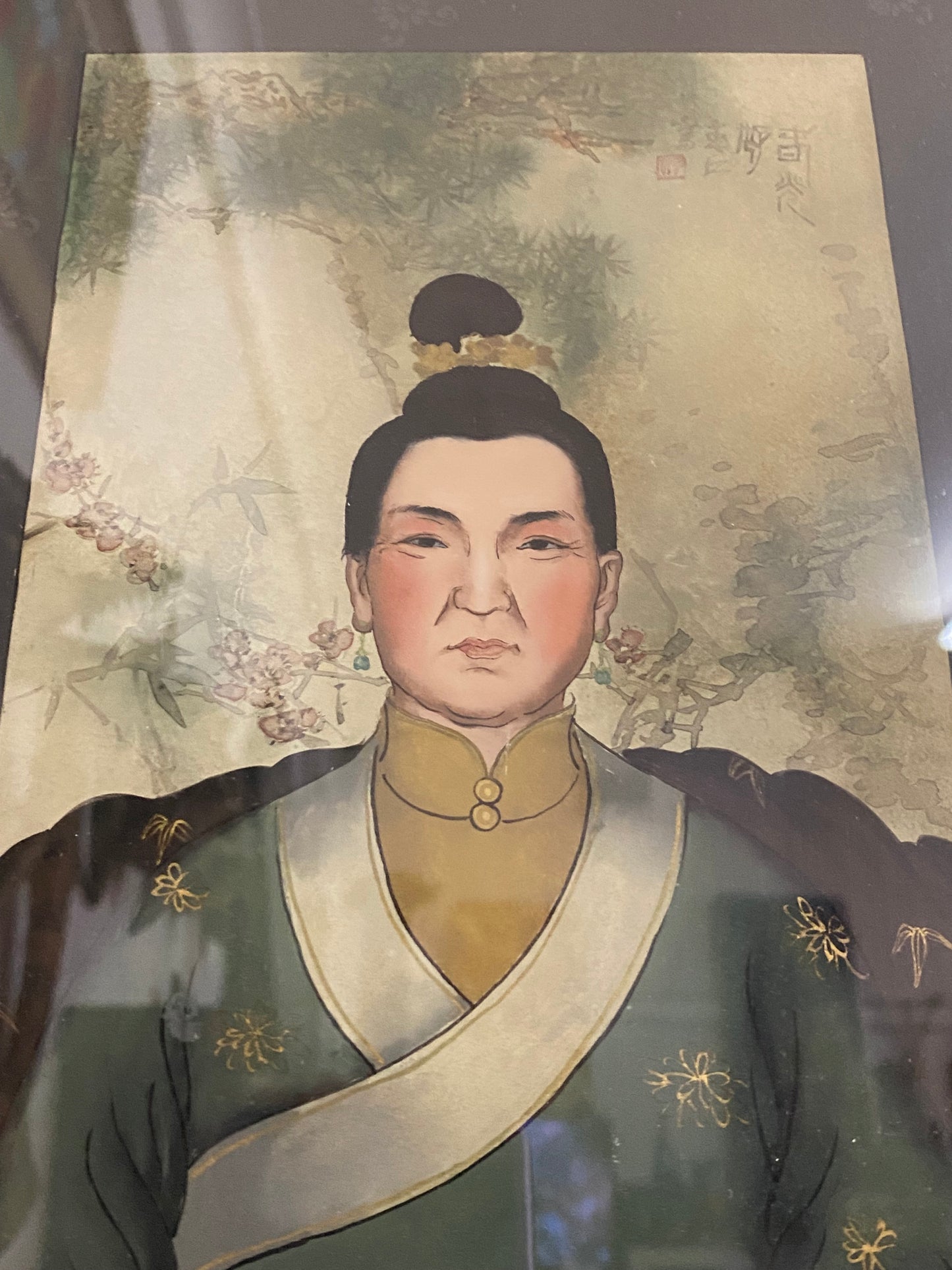 Rare Antique / Near Antique Late Qing to Early Republic Reverse Painted Ancestor Portrait on Timber Panel