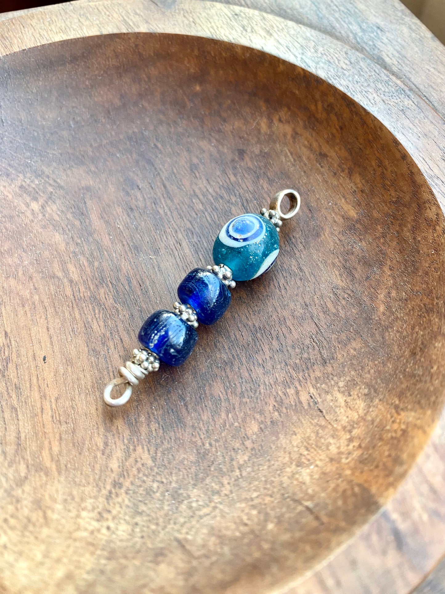 Ancient / Antique Javanese Trade Beads- Millefiori Eye and Indo-Pacific Bead Pendant