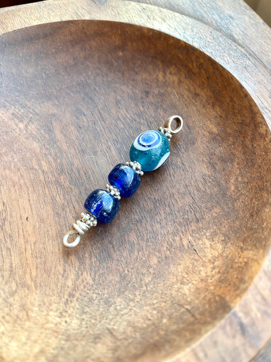 Ancient / Antique Javanese Trade Beads- Millefiori Eye and Indo-Pacific Bead Pendant