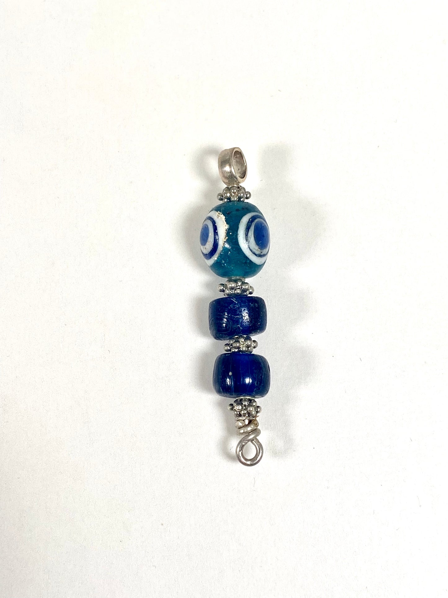 Ancient / Antique Javanese Trade Beads- Millefiori Eye and Indo-Pacific Bead Pendant