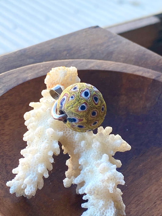 Ancient Millefiori Glass Trade Bead, Javanese Jatim Stratified Eye Bead, Swivel Fob Pendant