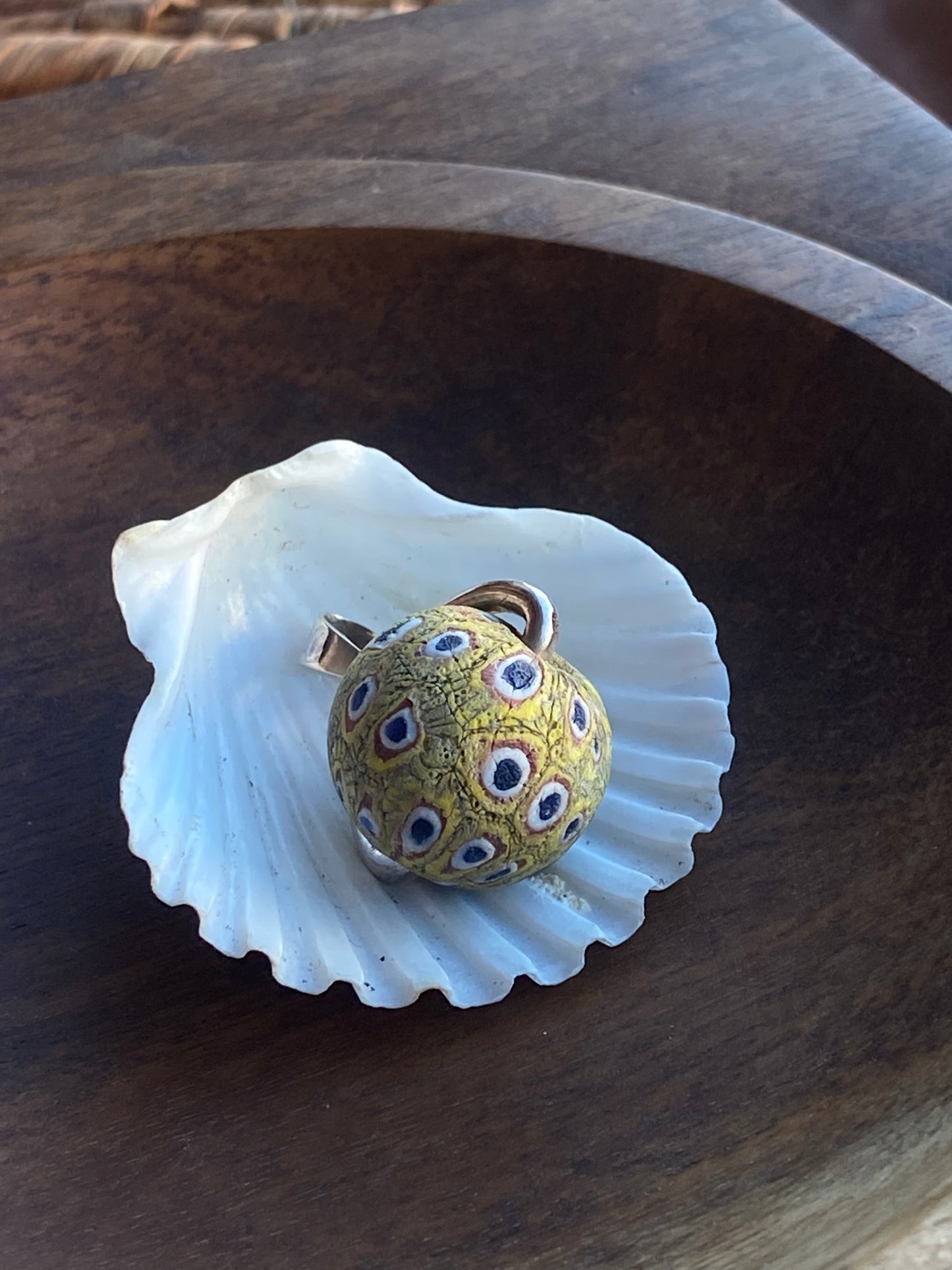 Ancient Millefiori Glass Trade Bead, Javanese Jatim Stratified Eye Bead, Swivel Fob Pendant