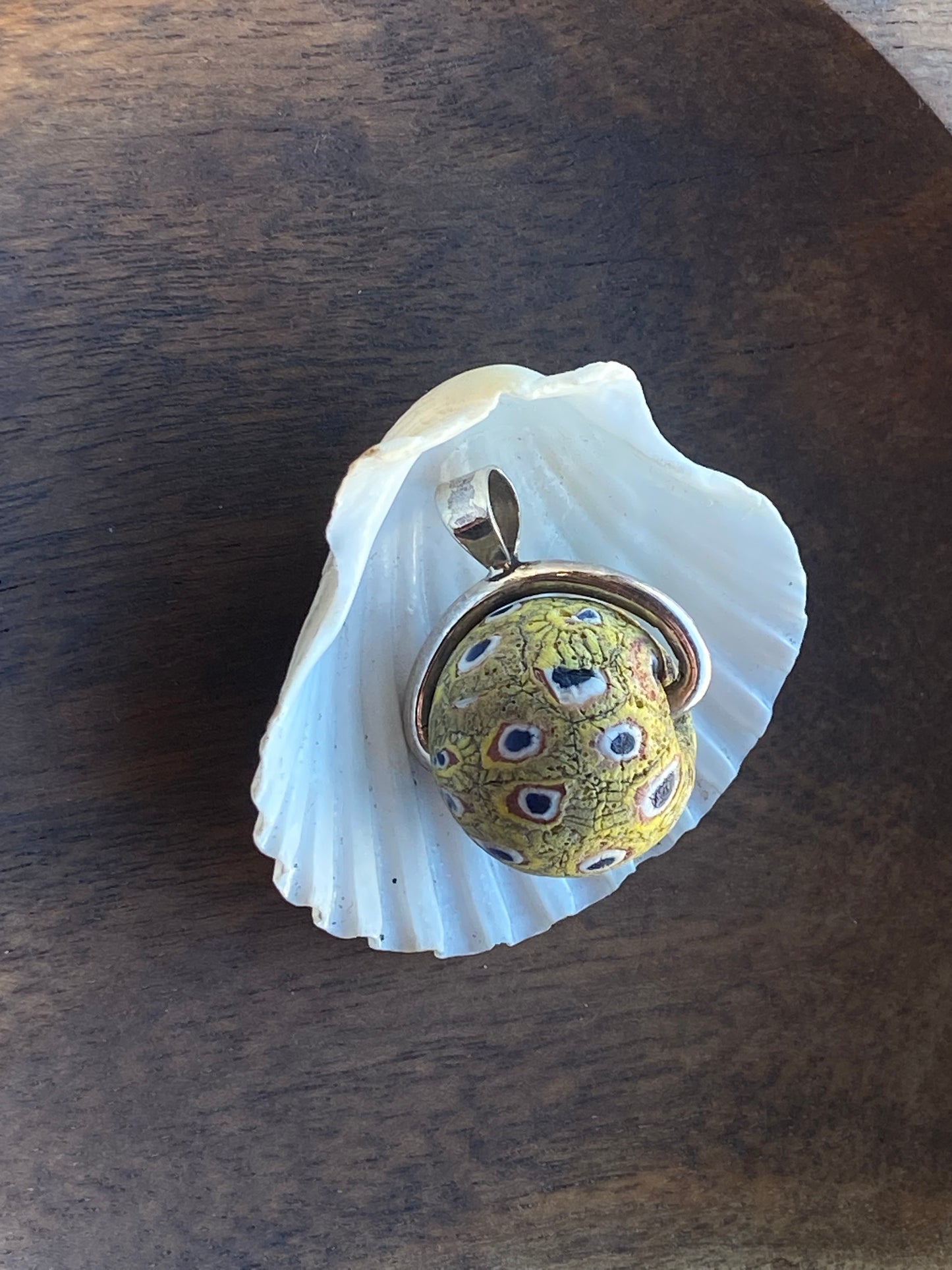 Ancient Millefiori Glass Trade Bead, Javanese Jatim Stratified Eye Bead, Swivel Fob Pendant