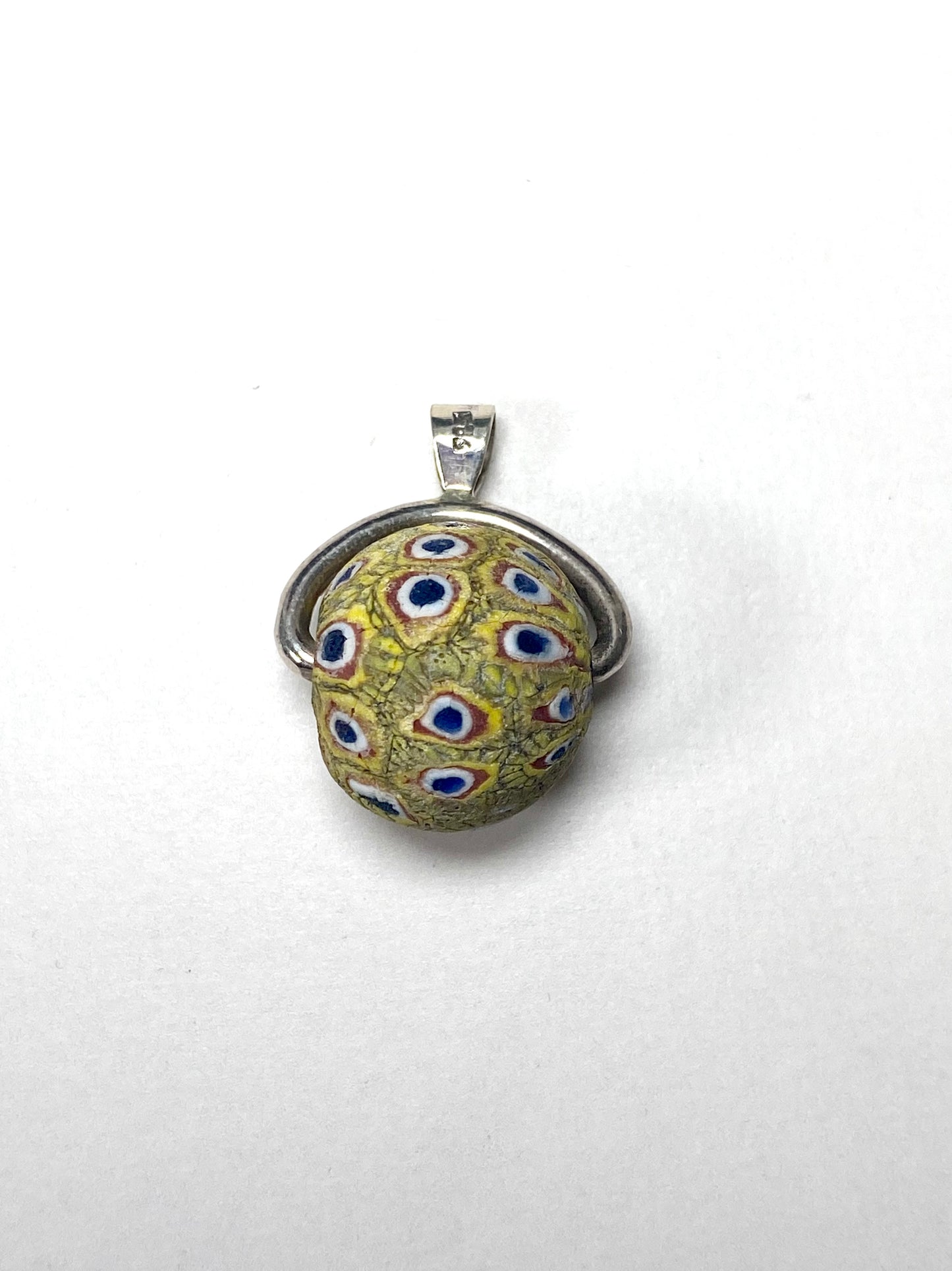 Ancient Millefiori Glass Trade Bead, Javanese Jatim Stratified Eye Bead, Swivel Fob Pendant