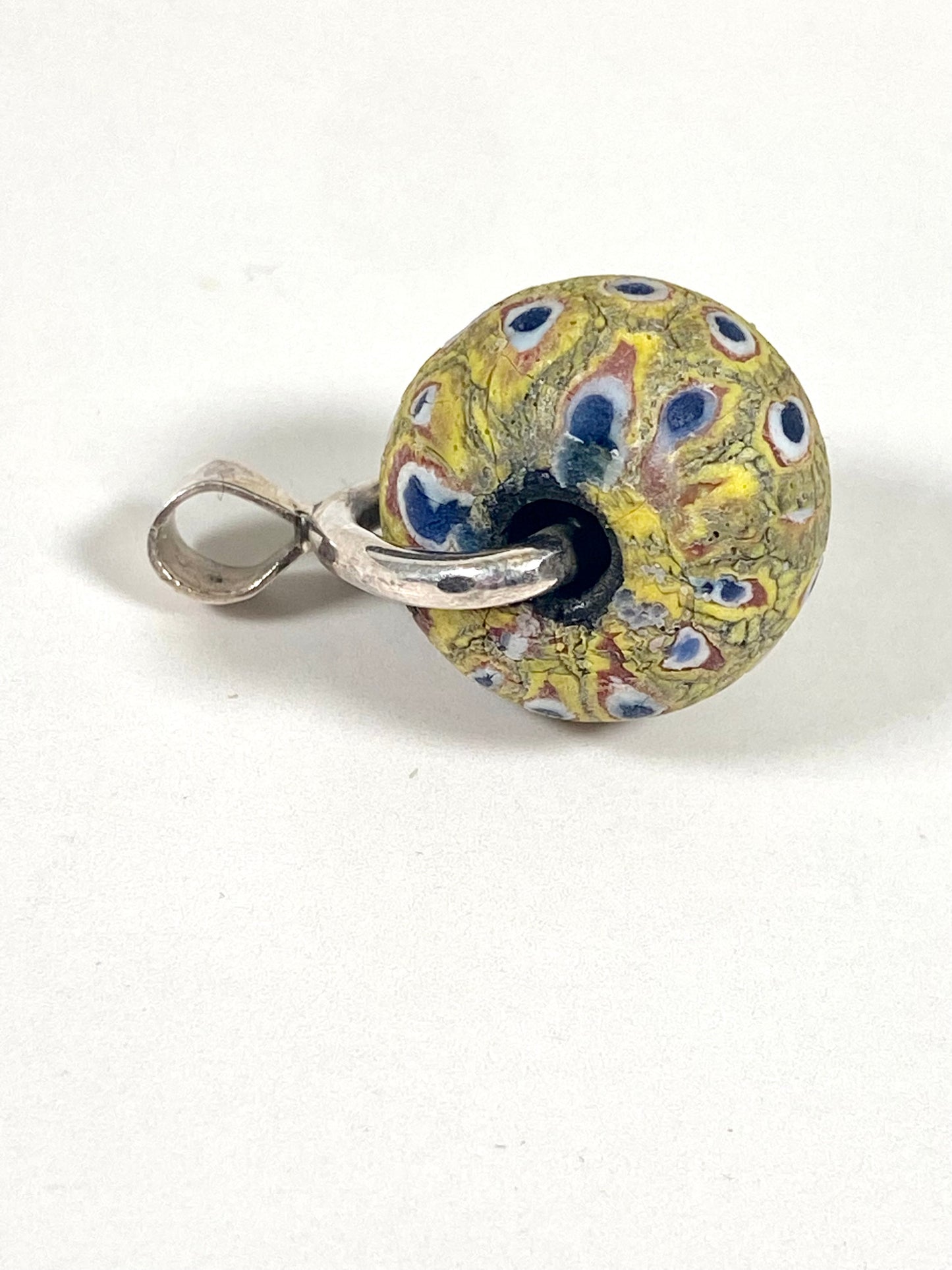 Ancient Millefiori Glass Trade Bead, Javanese Jatim Stratified Eye Bead, Swivel Fob Pendant